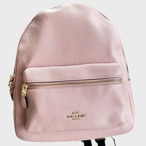 Coach Medium Charlie Backpack 30550 powder pink pebbled leather blossom